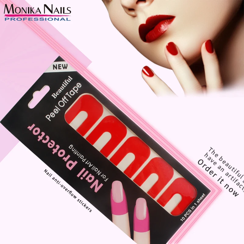 

1 Sheet/10Pcs Peel Off Shape Spill-Proof Stick U Tape Nail Art Cuticle Manicure Sticker Polish Paint Protect Anti-overflow Tools