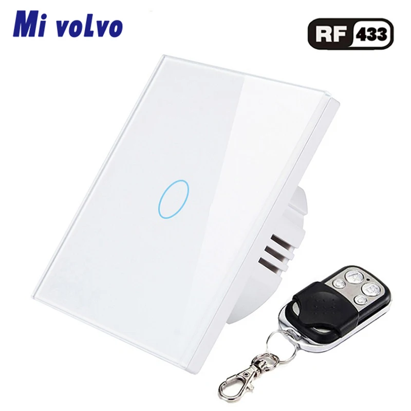 

Mivolvo touch switch RF remote control EU standard AC110V 240V 1/2gang wall sticker crystal tempered glass light switch