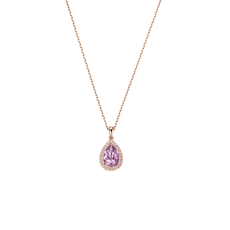 

New Fashion Pendant Cool Temperament Simple Rose Gold Purple Crystal Necklace Luxury Jewelry for Woman Anniversary Gift