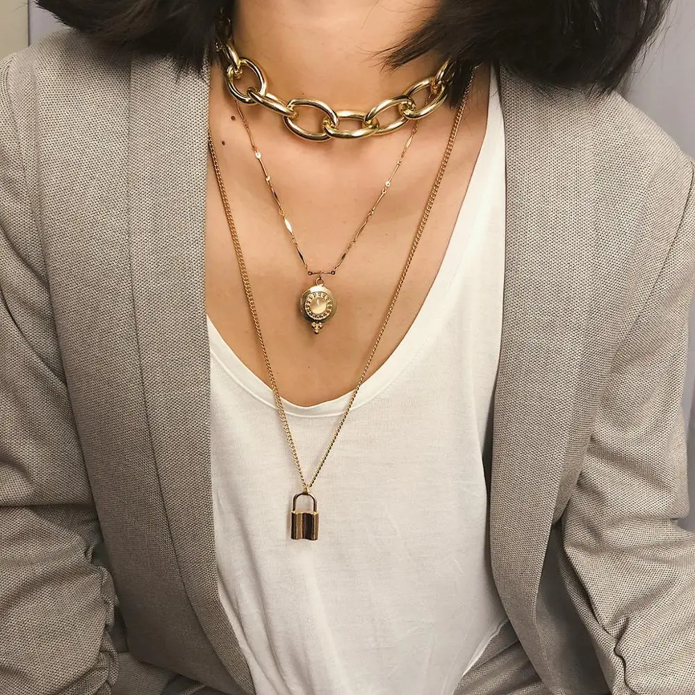 2019 Новое поступление преувеличенная металлическая цепочка на шею в стиле панк