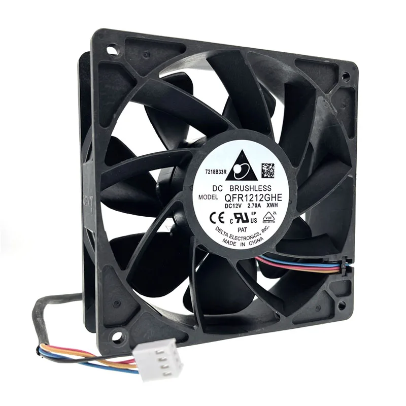 Ventilador de Mineração Delta Qfr12gue Original Alta Velocidade 12v 6000rpm Rolamento de Esferas Duplo Pwm 4p Ventiladores e resfriadores