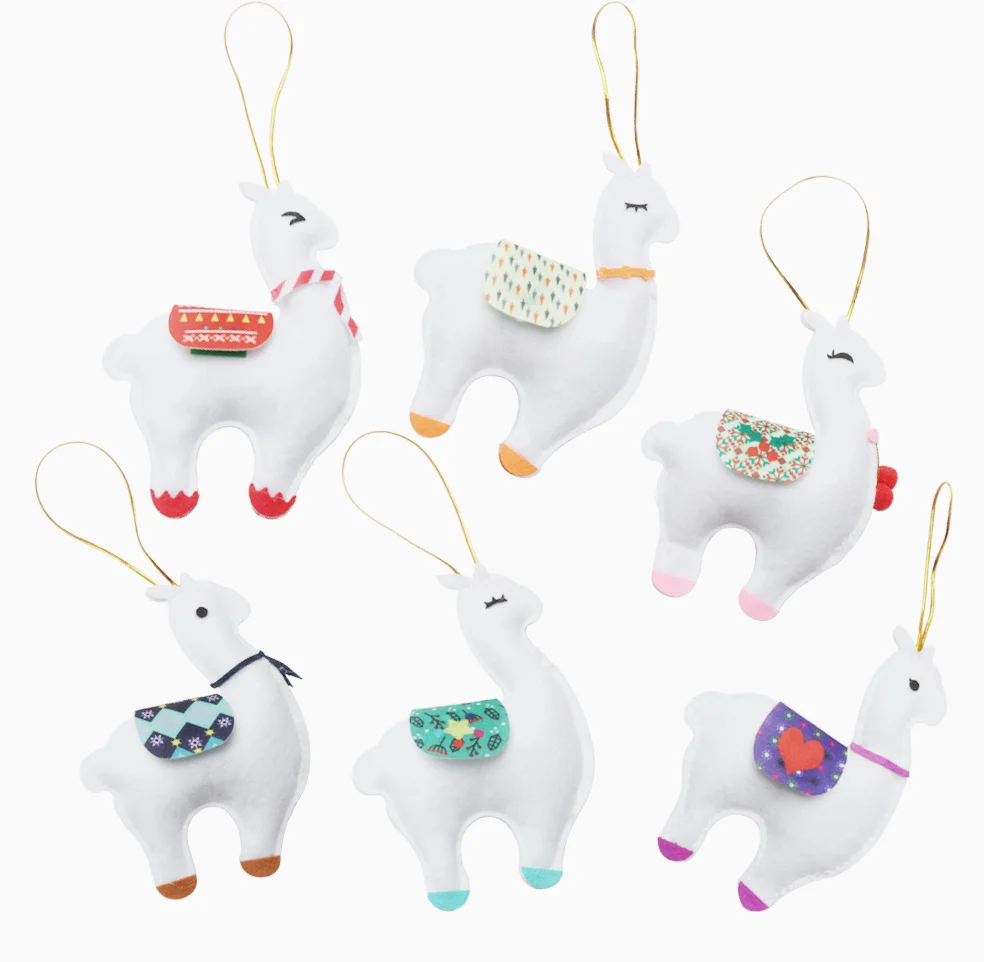 6pcs/Set Cute Felt Alpaca Pendant Fabric Ornaments Kids Toys Gift Birthday Gifts Party Decor Xmas Tree Decoration For Home | Дом и сад