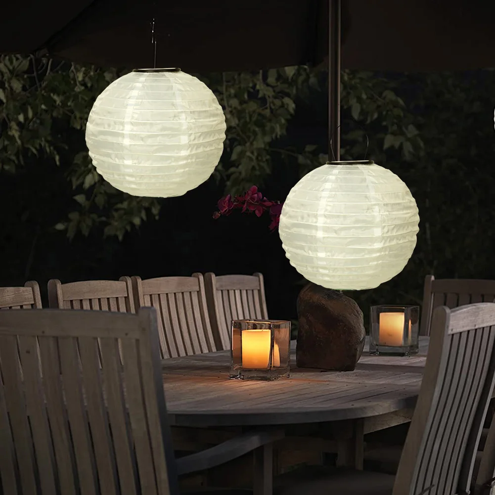 

2021 10in Waterproof LED Solar Lamp Cloth Chinese Hanging Festival Decor Lantern Hanging Landscape Solar Lamp Gard