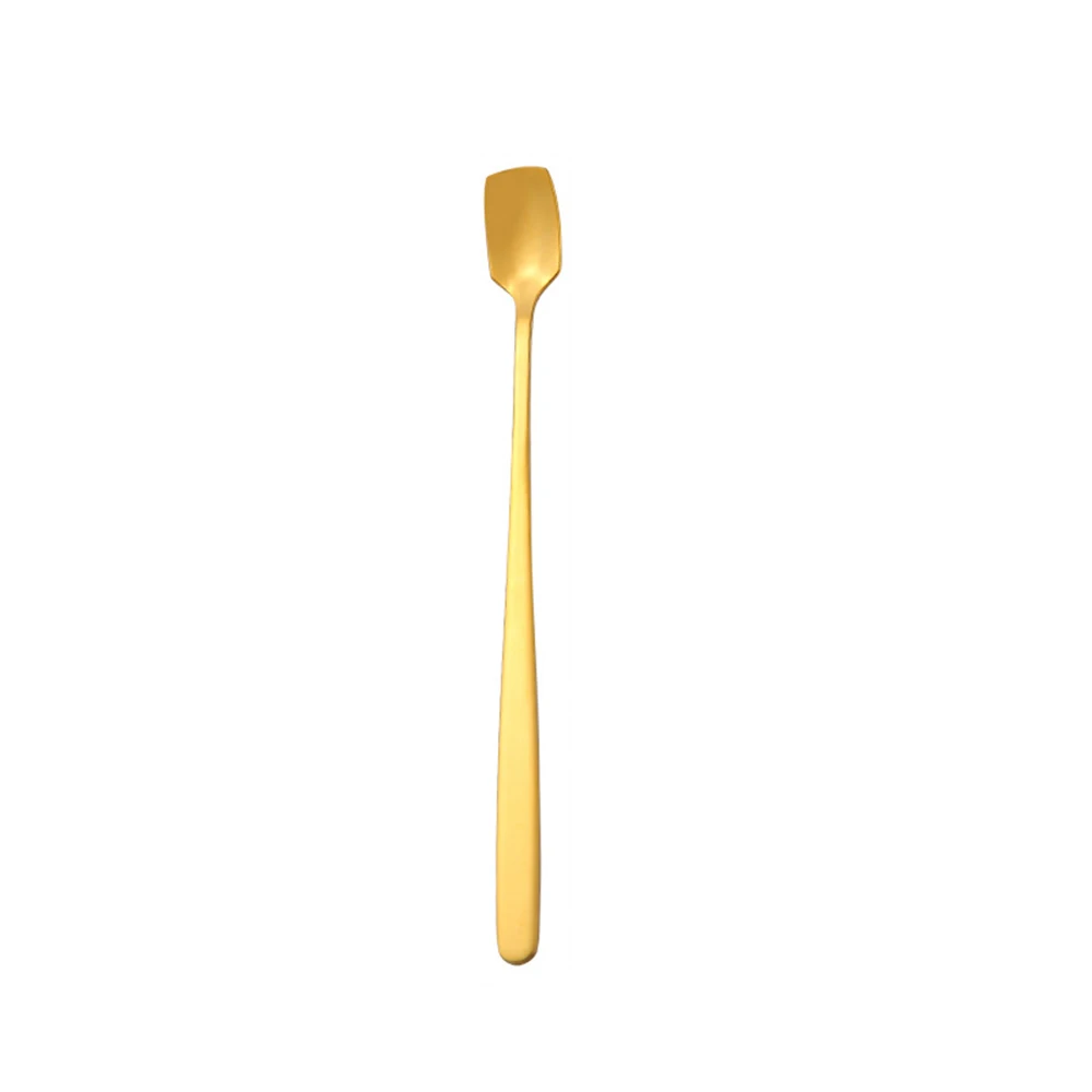 Gold Домашняя кухонная посуда, ложки для льда, кофе, молока, чая, перемешивания, 5 цветов, чайные ложки из нержавеющей стали с длинной ручкой, десертная ложка - Цвет: Gold