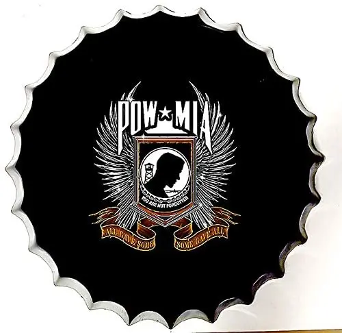 

Royal Tin Sign Bottle Cap Metal Tin Sign Prisoner of War Diameter 13.8 inches, Round Metal Signs for Home and Kitchen Bar