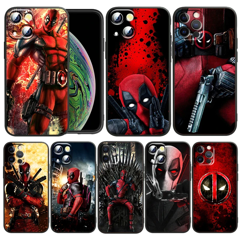 

Deadpool Hero Marvel For Apple iPhone 13 12 Pro Max Mini 11 Pro XS Max X XR 6 7 8 Plus SE2020 Capa Black Phone Case