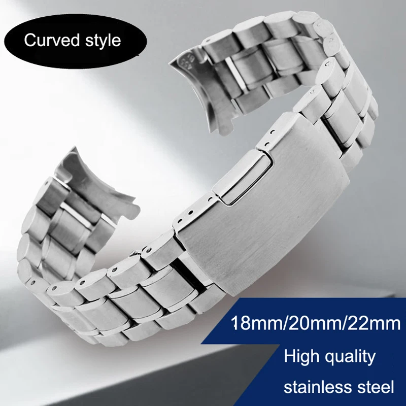 

20mm 22mm 24mm Stainless Steel Watch Band Silver Double Push Clasp For Panerai Luminor Man watch silver black with tool