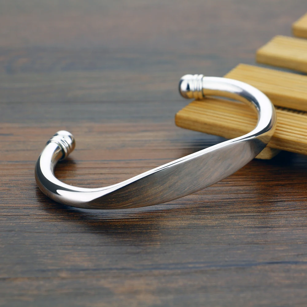 Женский серебряный браслет лаконичный дизайн гладкого браслета женский