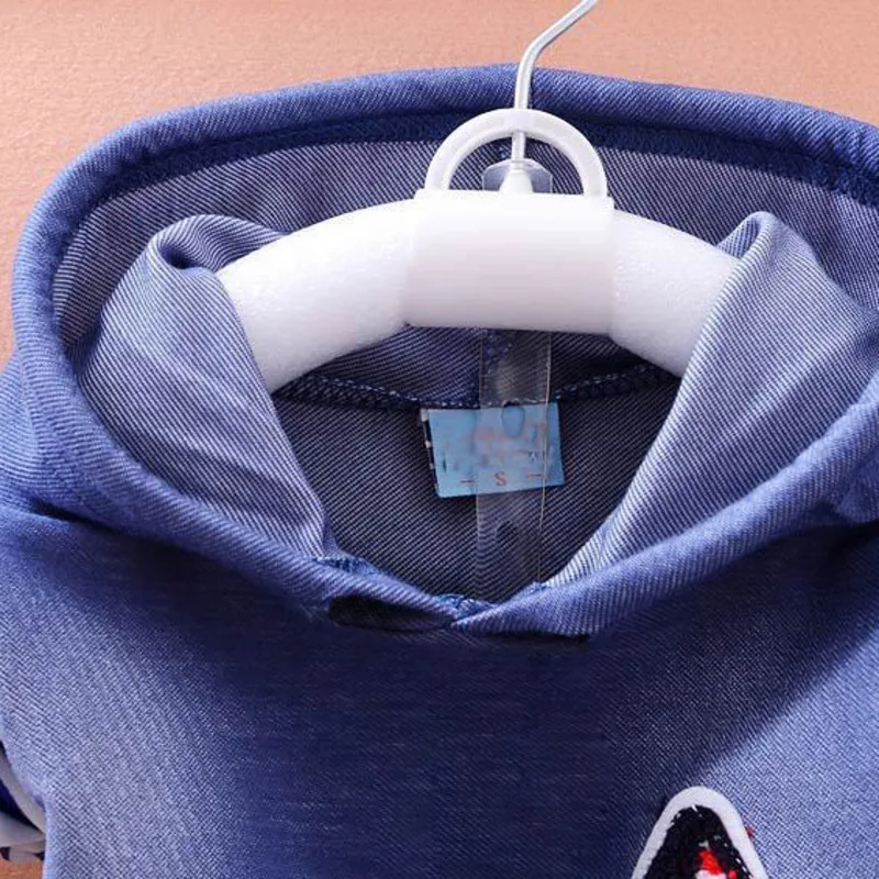 2 шт./компл. хлопковая футболка с длинным рукавом и джинсовым капюшоном для