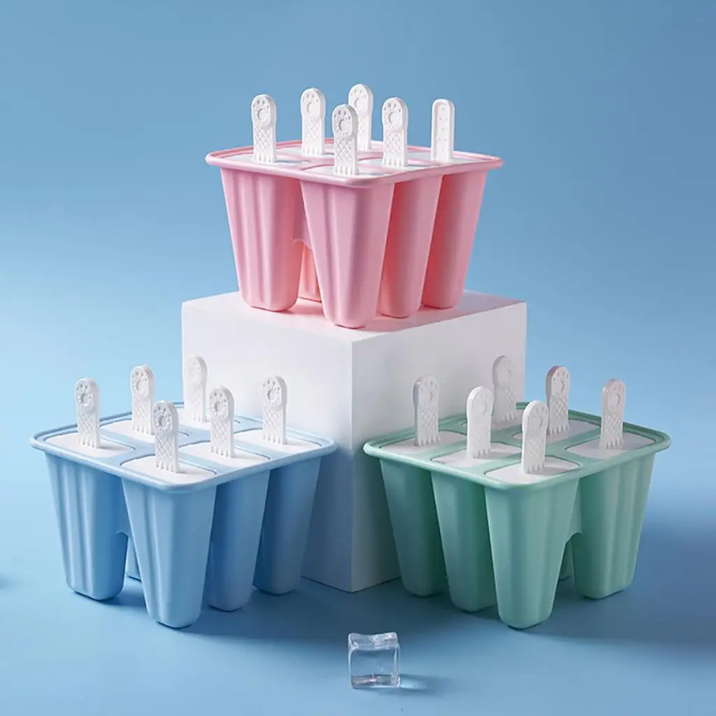 

Silicone 6 Hole Popsicle Mold Ice Molds Classic Molds Trays Reusable Ice cream mold homemade popsicle box ice cream ice box