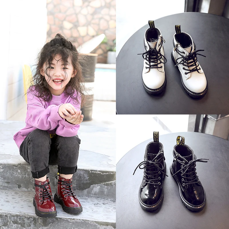 Детские Ботинки martin Новинка белые ботильоны из искусственной кожи обувь для