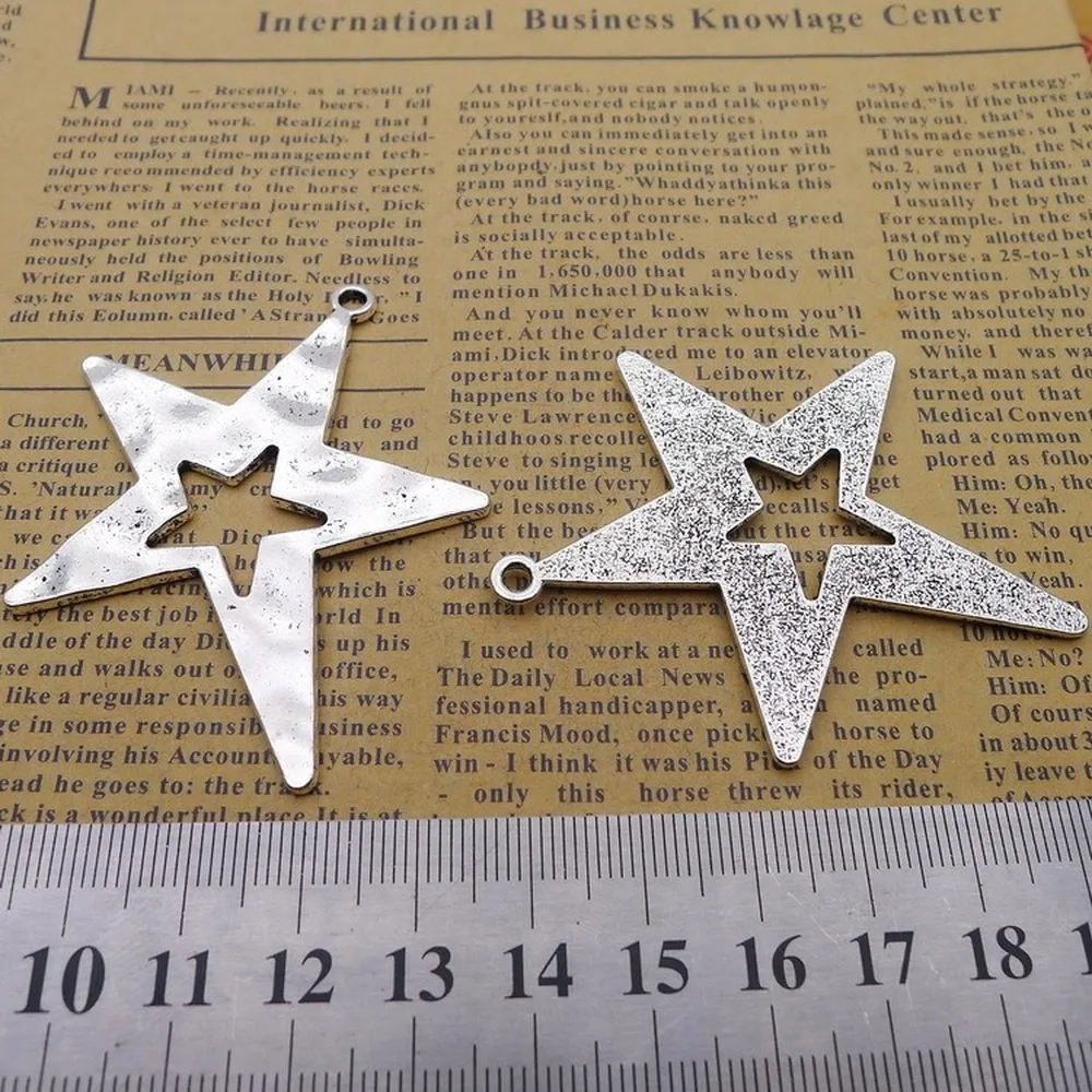 

25pcs Star Charms 49mm x 60mm DIY Jewelry Making Pendant Antique Silver Color