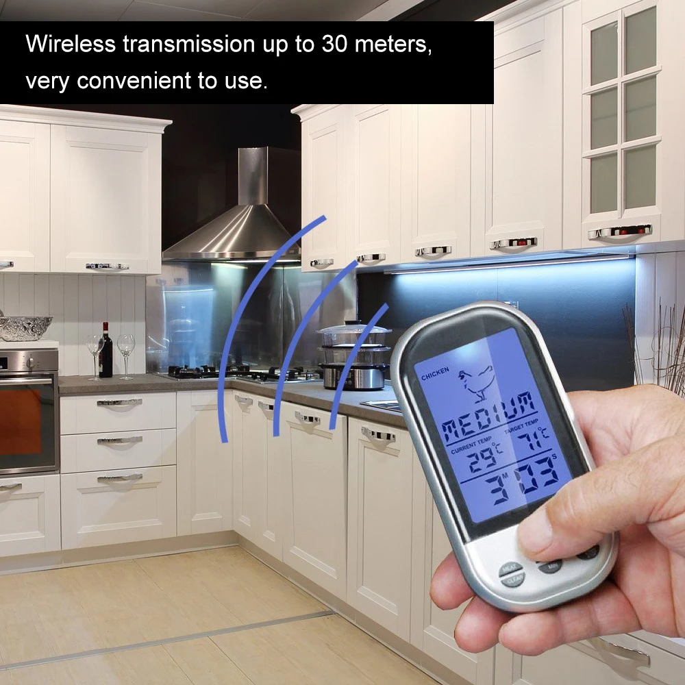 Беспроводной цифровой пищевой термометр с дистанционным управлением таймер