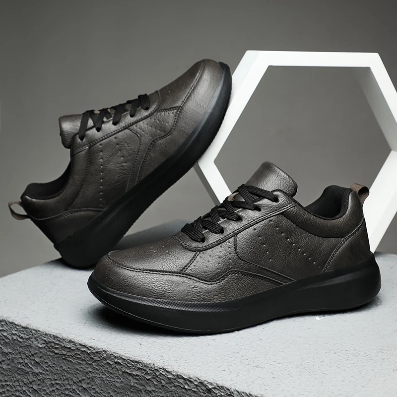 

Кроссовки мужские из искусственной кожи, дышащие, на шнуровке, размера плюс, 39-46