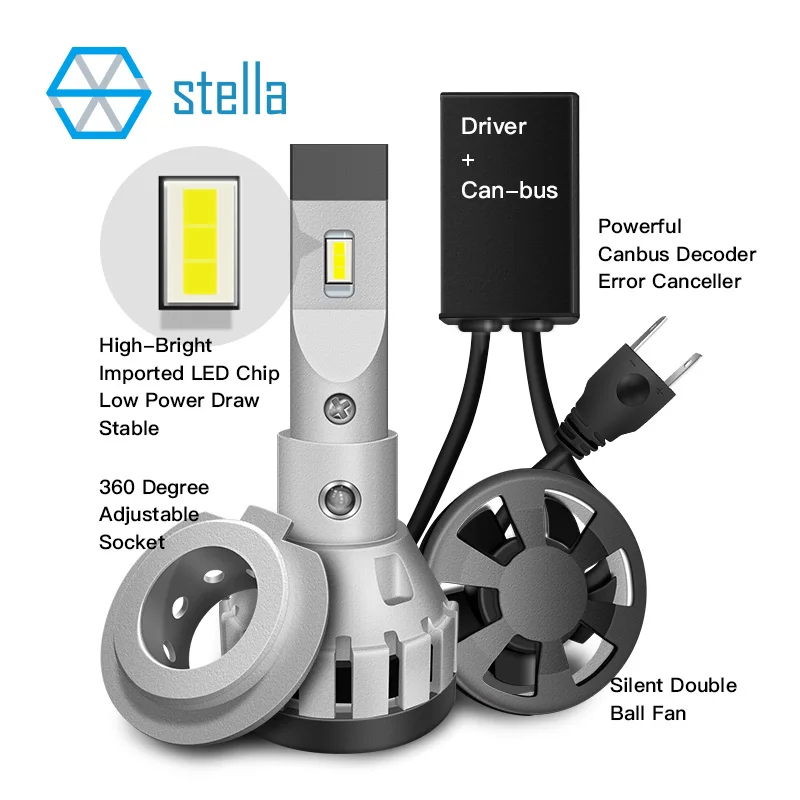 Лампы Stella без ошибок LED для автомобилей H7 CANBUS H8 H11 H4 9012 CAN BUS декодер предупреждающий отменитель лампы для фар и противотуманных фар.