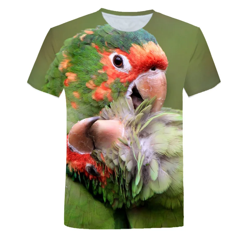 

New 3D Color Funny Parrot graphic t shirts For Men Fashion Hip Hop Personality Breathable Print T-shirt Summer Trend streetwear
