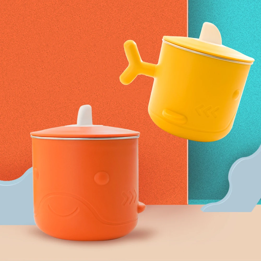 

Cute Stainless Steel Water Cup Mug Juice Cup Coffee Milk Cup Shark Lid With Handle Sealed Cup Kid's Water Cup Kitchen Thermoses