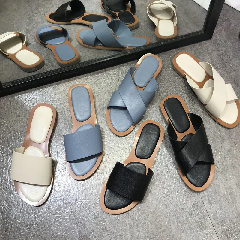 [DEAT] Новинка 2020 года Сезон весна лето Открытые тапочки из искусственной кожи с