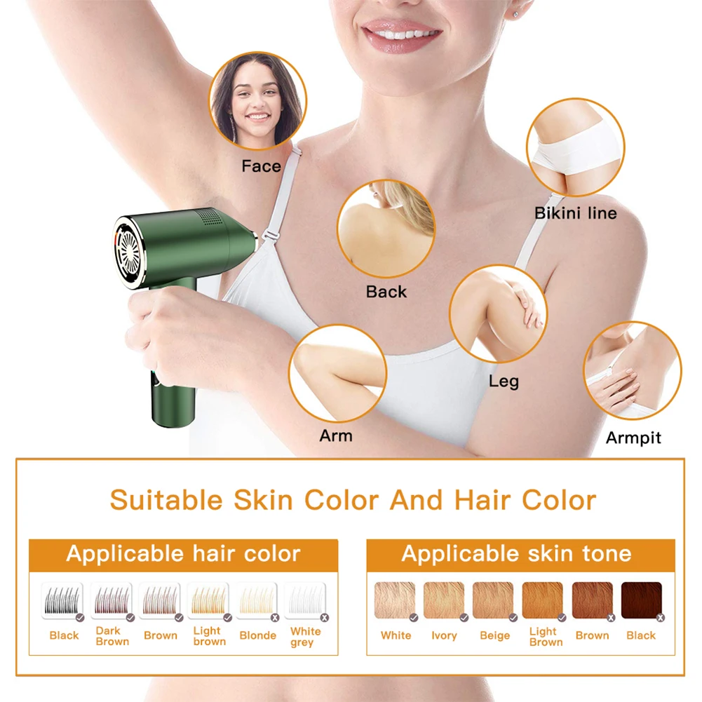 

Machine Electric Epilator Pulsed Light Device 500000 Flashes IPL Laser Hair Removal Handheld Micro Current Permanent Epilator