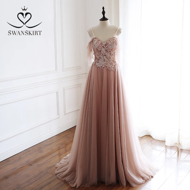 Милое вечернее платье трапециевидной формы с бусинами Роскошная юбка A230