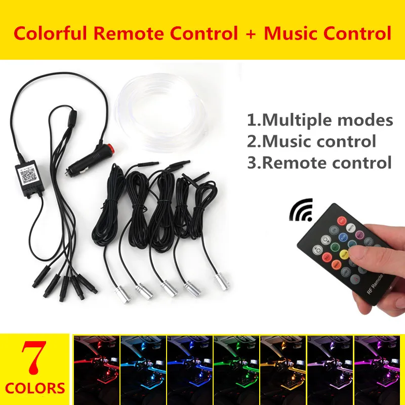 Светодиодсветильник RGB лента для салона автомобиля 5 в 1 12 В|Декоративная лампа| |