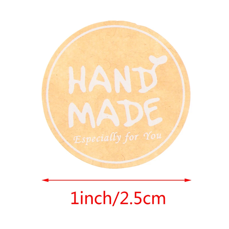 

500pcs Natural Kraft Round Handmade Stickers Scrapbooking For Package Adhesive Thank You Sticker Seal Labels Stationery