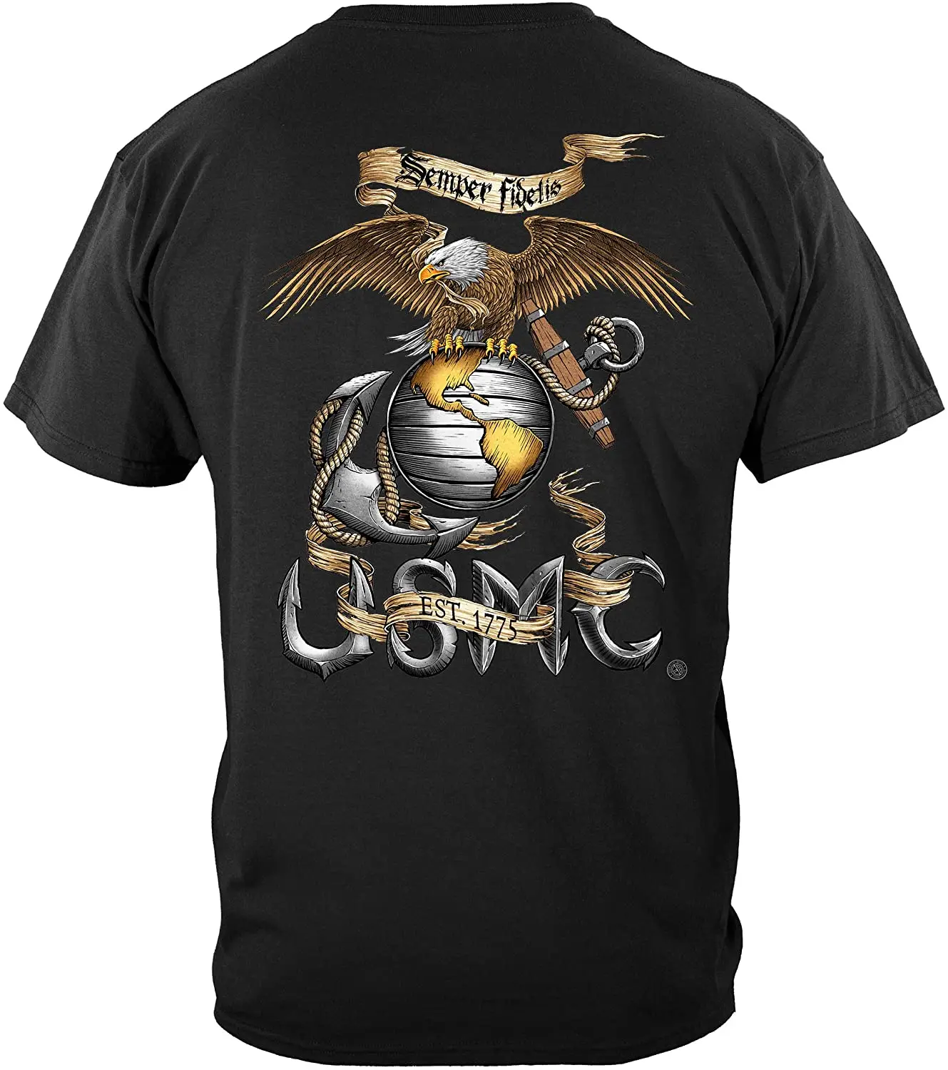 

Men's Eagle USMC T-Shirt Black Summer Cotton O-neck Short Sleeves