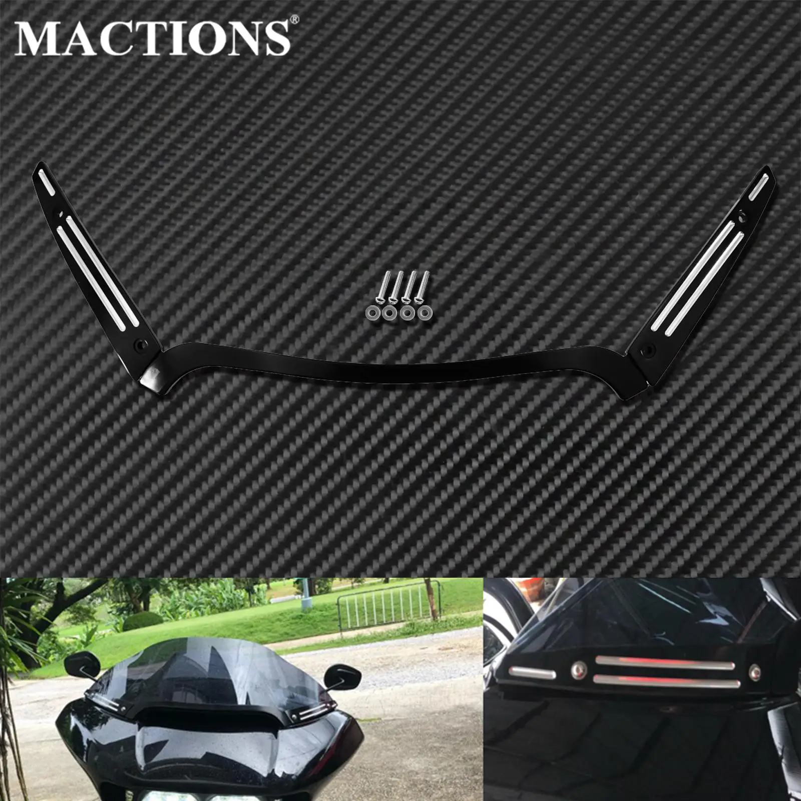 Лобовое стекло мотоцикла ветровое центр с боковой Отделкой Черный для Harley Touring Road