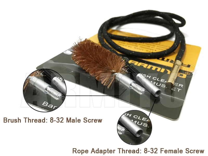 

Armiyo Cleaning Brush Towing Sling Swabs Cotton Traction Rope Fit .22Cal .30Cal 12GA Most of Gun Brushes Thread Female 8-32
