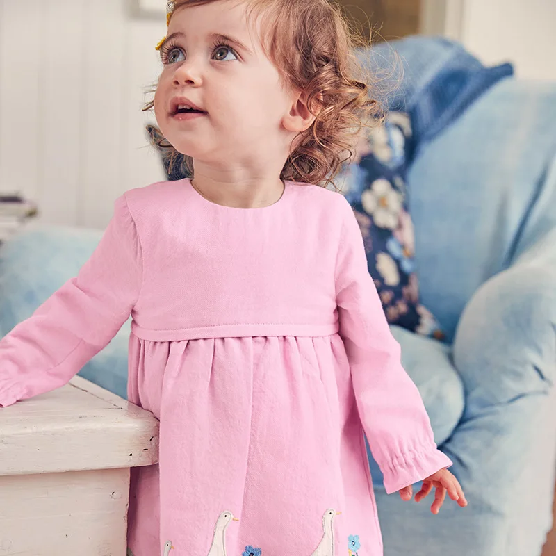Little maven/Модная брендовая осенняя одежда для маленьких девочек; фиолетовые хлопковые платья с аппликацией животных для маленьких девочек; S0528