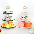 3-уровневая подставка для кексов, пластиковая Многоуровневая башня для десертов, поднос тарелка для фруктов и конфет, подставка для торта, для самостоятельной демонстрации, поднос для домашнего использования