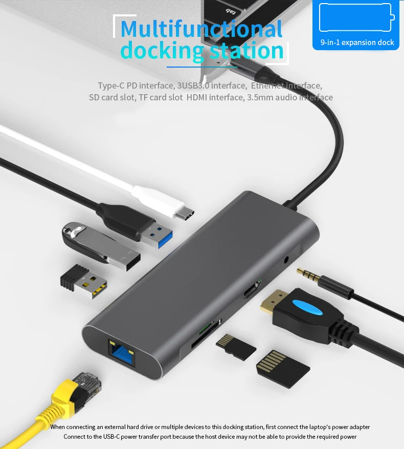 Type-C PD концентратор USB3.0 SD TF LAN VGA 3,5 мм аудио Для iMac MacBook huawei Xiaomi смартфон Расширение Док-станция 4K HDMI