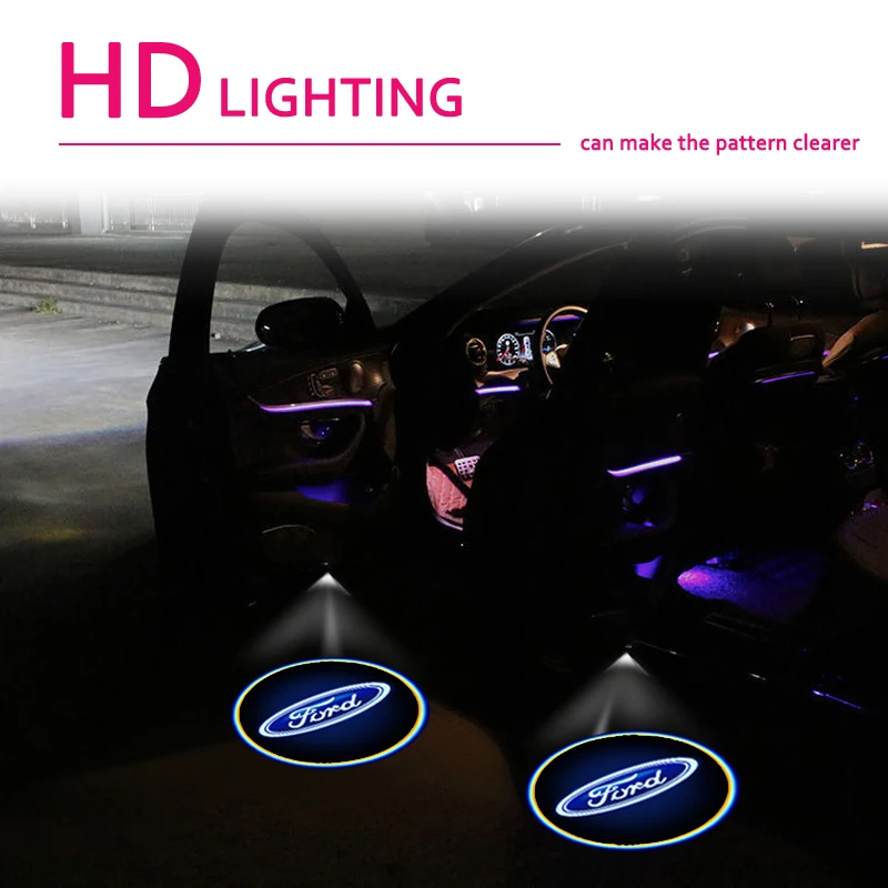 

2Pcs Car Decoration Led Door Welcome Light Wireless Laser Ghost Shadow Lamp For Ford Fiesta EcoSport Mondeo Ranger FOCUS 2 3 4 5