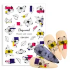 2022 новый дизайн, 3D клейкая наклейка для ногтей, черные цветочные узоры, наклейка для ногтей, летняя переводная наклейка, сделай сам, украшения для дизайна ногтей