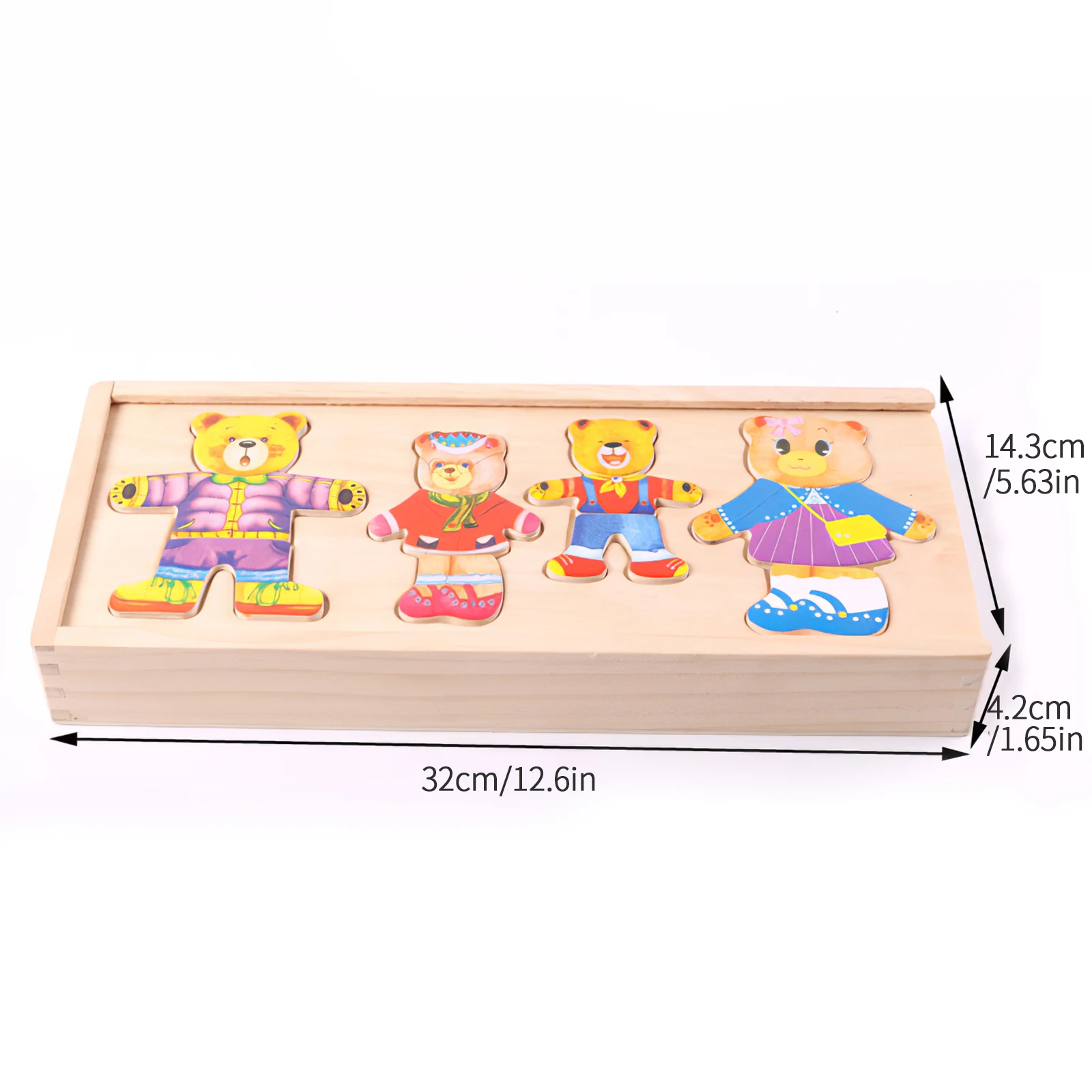 

Cute Wood Children Educational Puzzling Board Cute Bear Shape Board Dressing Up Cognition Training Building Block For Babies