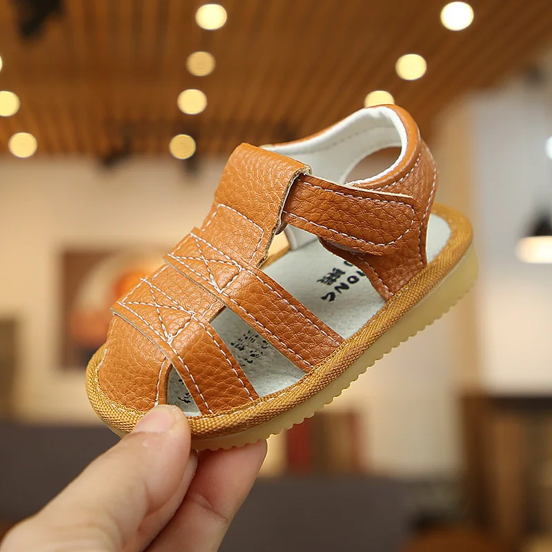 Обувь для маленьких мальчиков обувь девочек летние пляжные сандалии с закрытым