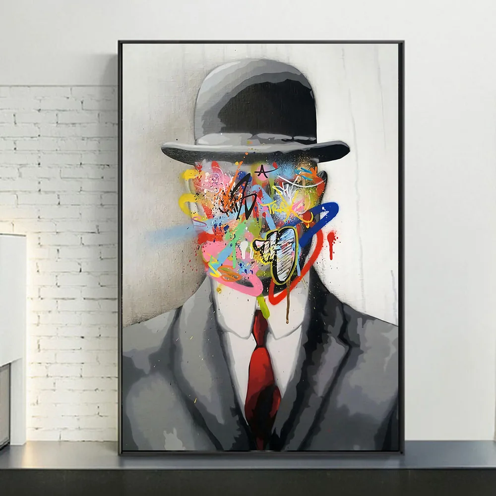 

MAGRITTE Graffiti Art Canvas Paintings on the Wall Art Posters and Prints Abstract Street Art Wall Pictures Home Decoration