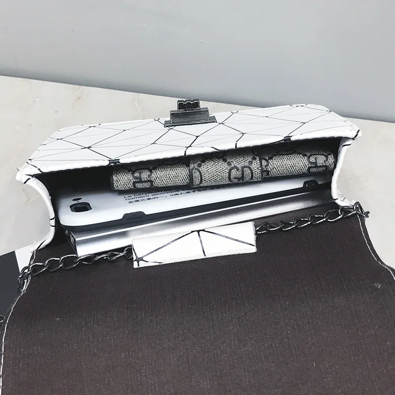 Новинка 2020 модный черный кошелек с цепочкой женская сумка через плечо клетчатая