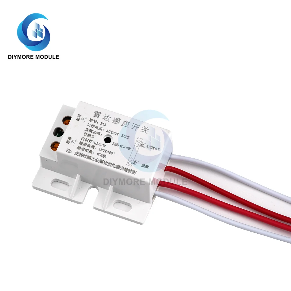 220V AC 50Hz Auto Infrared Sensor Switch PIR Microwave Radar Body Motion Sensor Module Adjustable For Time Distance Range