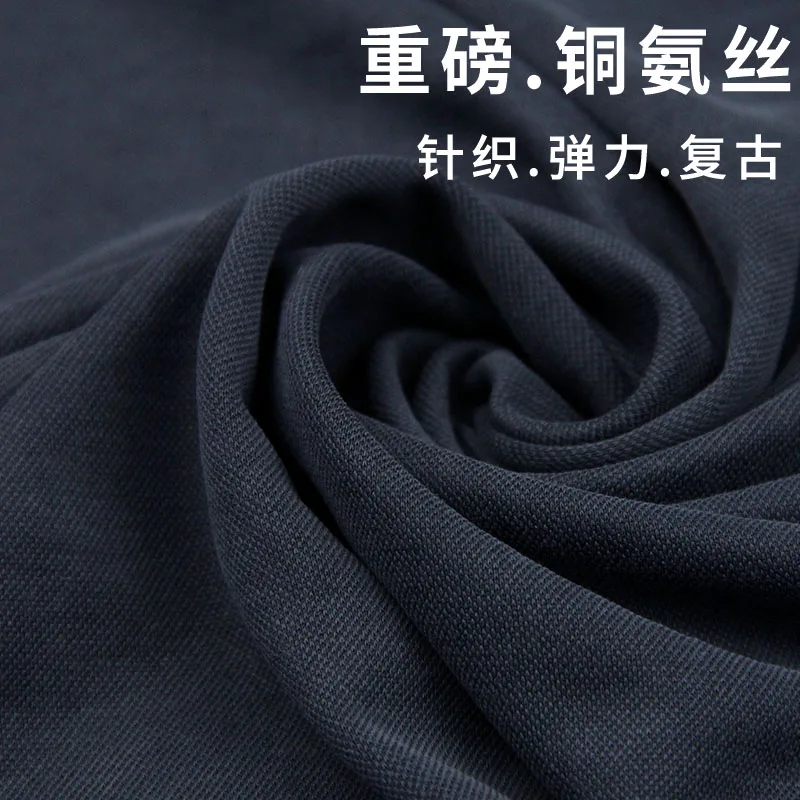 

Summer knitted copper ammonia fabric elastic Vintage heavy weight dress pants clothing fabric silk feel soft waxy