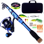 Телескопическая рыболовная удочка Sougayilang, спиннинг с катушкой, сумка для приманки, из углеродного волокна, 1,8-2,7 м