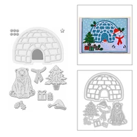 2020 new christmas animal metal cutting dies hat polar bear and igloo iris die scrapbooking for craft gift card making no stamps
