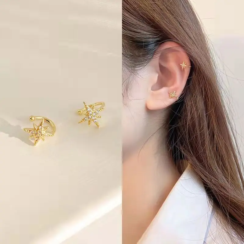 

Moonstone Zircon Clip on Earrings for Women 2021 Trend Fashion Korean Style Grunge Ear Cuff Earrings for Men Punk Ear Bone Clip