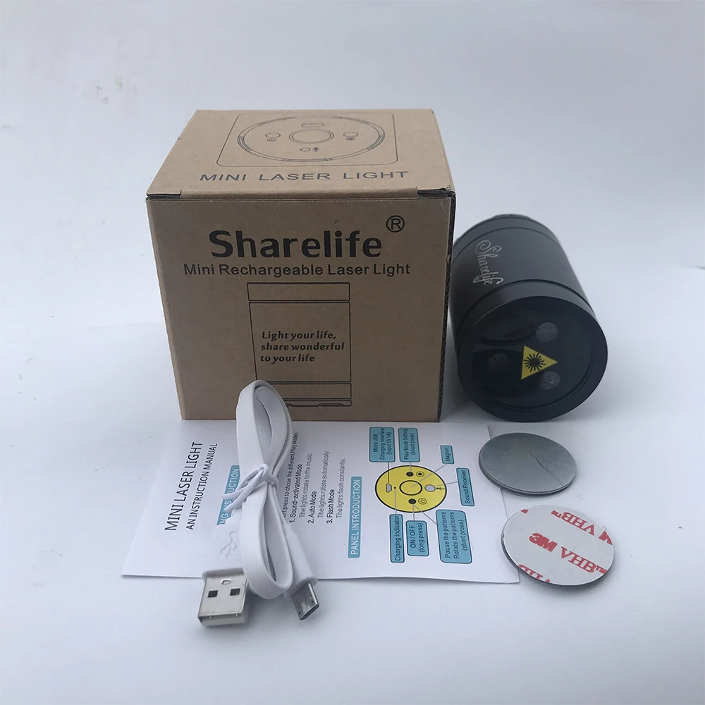 Sharelife мини Портативный RGB гобо лазерный USB огни Перезаряжаемые магнитное