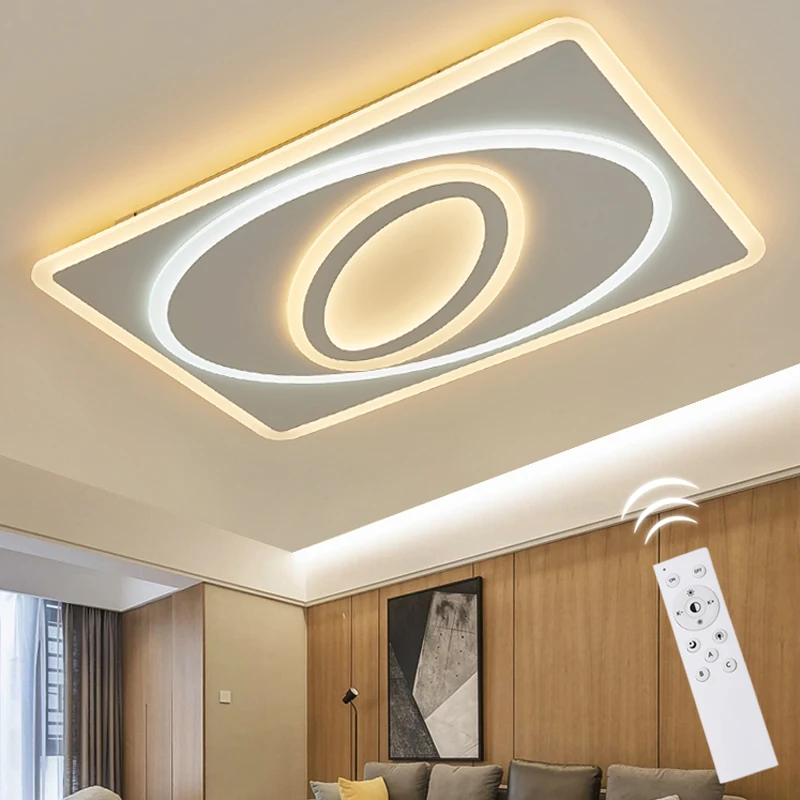 

Padn Modern LED Ceiling Chandelier With Remote Control Living room Lamp Atmospheric Household Lamps Rectangular Bedroom Lamp