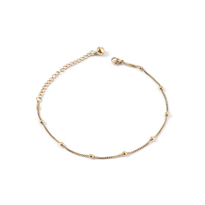 Браслет на ногу из нержавеющей стали для женщин маленькая круглая цепочка с