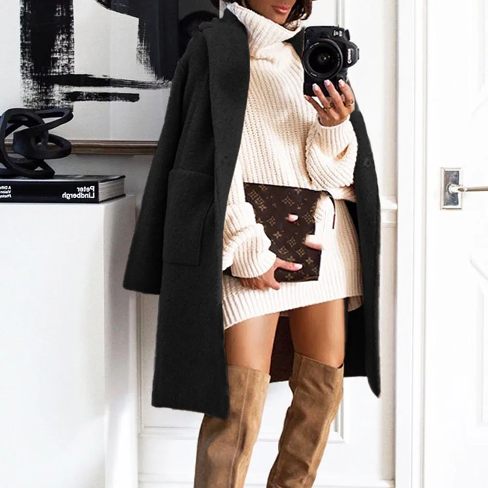 

Женский утепленный Кардиган с длинным рукавом, однотонный утепленный кардиган в западном стиле, Осень-зима 2021