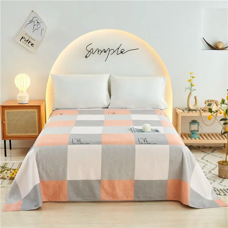 

European style one-piece bed sheet simple Nordic single 200cm washed cotton student dormitory double ecological cotton bed sheet
