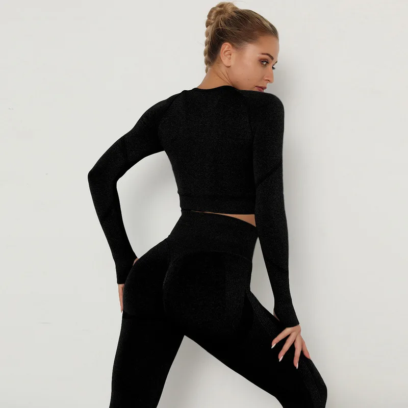 

Seamless Yoga Set Women Tracksuit Long Sleeve Fitness Gym Clothing Sports Bras Crop Top Leggings Workout Suit Sportswear