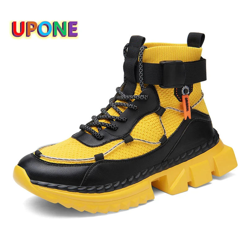 

Мужские беговые кроссовки, желтая легкая обувь для бега, нескользящая удобная мужская спортивная обувь с высоким верхом для ходьбы